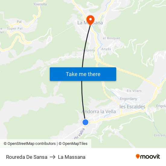 Roureda De Sansa to La Massana map