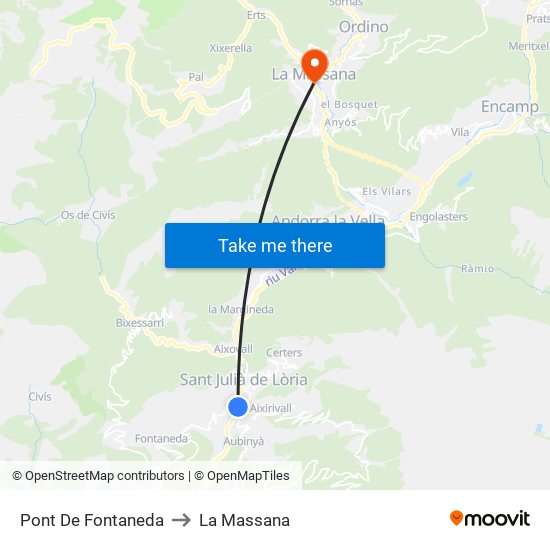 Pont De Fontaneda to La Massana map