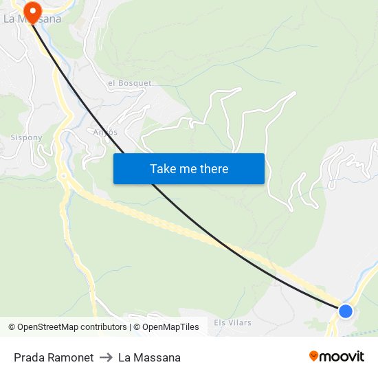 Prada Ramonet to La Massana map