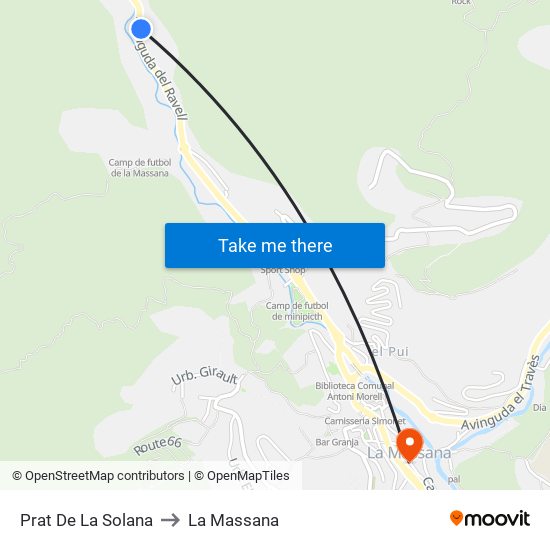 Prat De La Solana to La Massana map