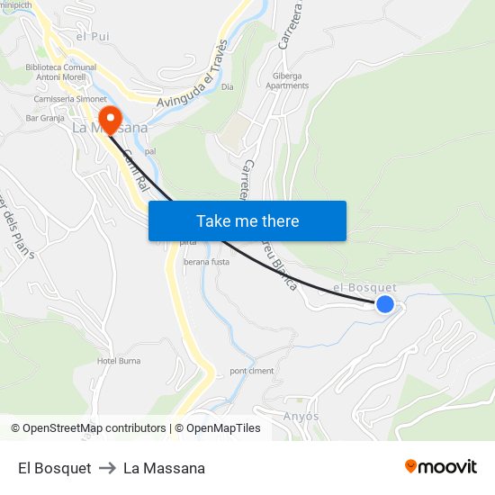 El Bosquet to La Massana map