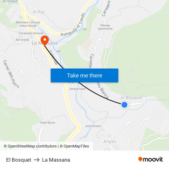 El Bosquet to La Massana map