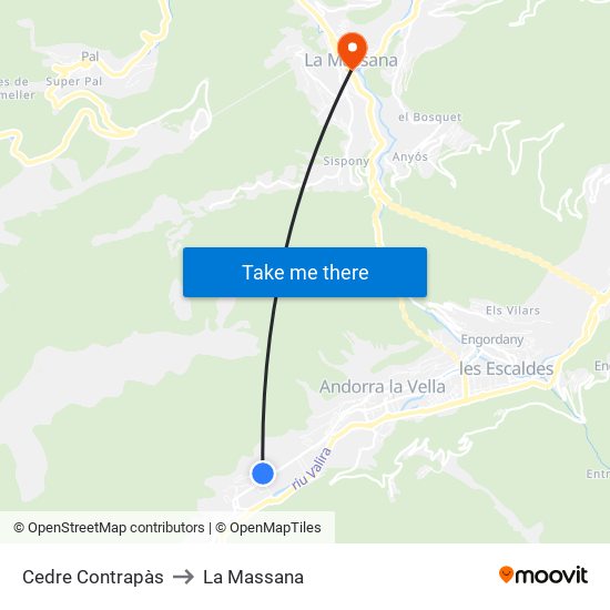 Cedre Contrapàs to La Massana map