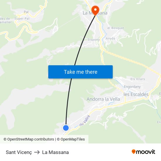 Sant Vicenç to La Massana map