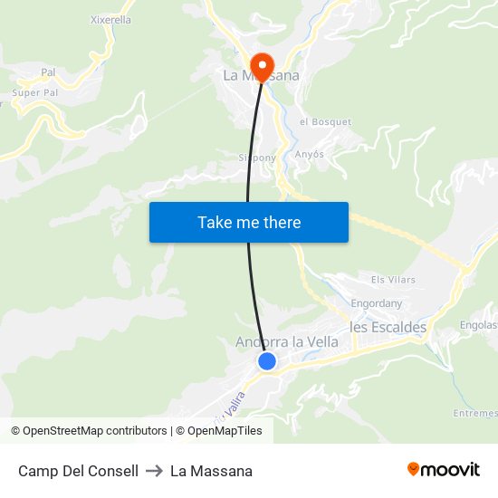 Camp Del Consell to La Massana map