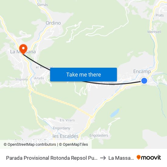 Parada Provisional Rotonda Repsol Pujada to La Massana map