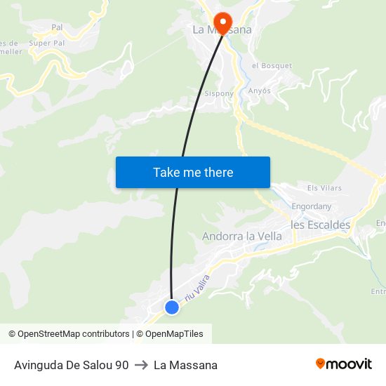Avinguda De Salou 90 to La Massana map