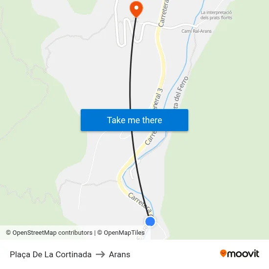 Plaça De La Cortinada to Arans map