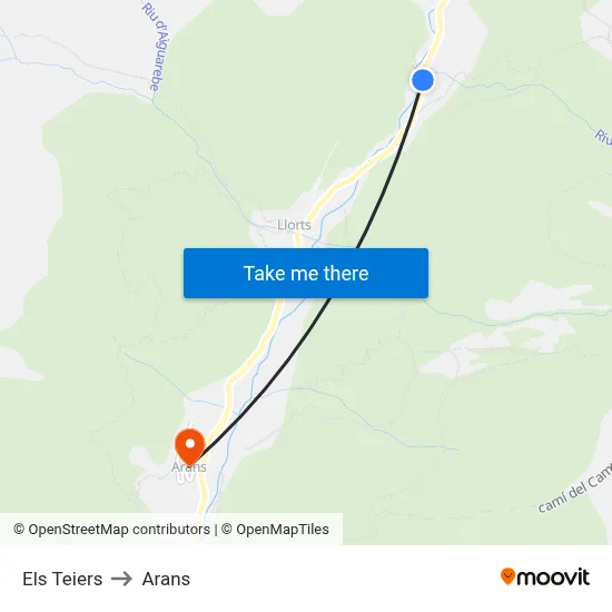 Els Teiers to Arans map