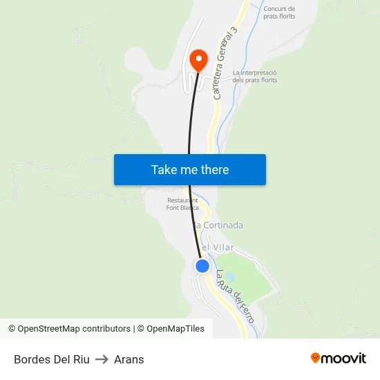Bordes Del Riu to Arans map