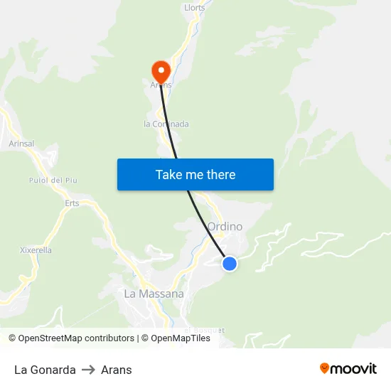 La Gonarda to Arans map