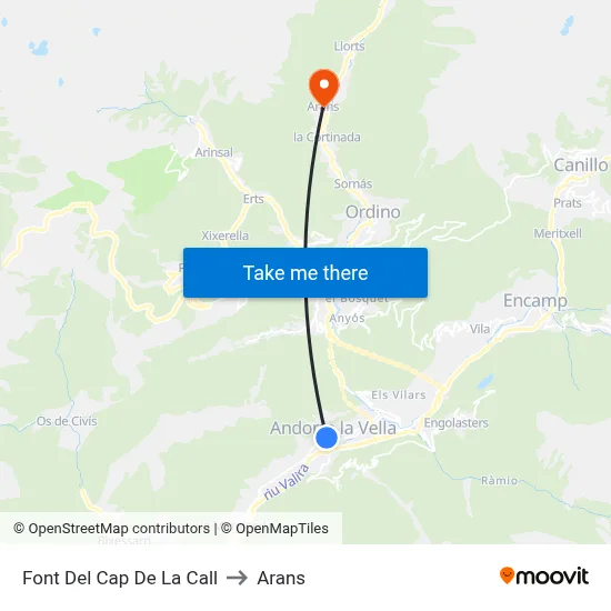 Font Del Cap De La Call to Arans map