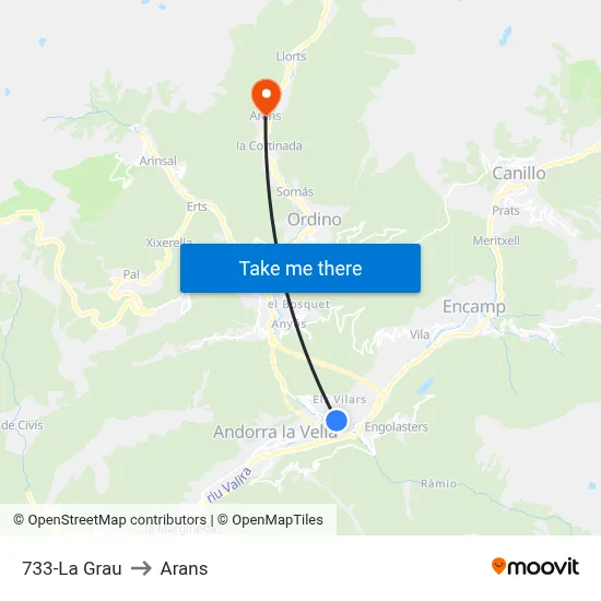 733-La Grau to Arans map
