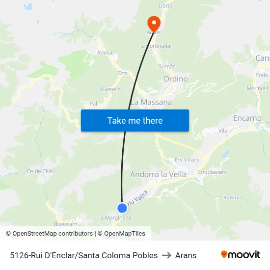 5126-Rui D'Enclar/Santa Coloma Pobles to Arans map