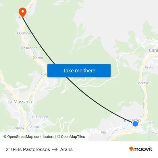 210-Els Pastoressos to Arans map