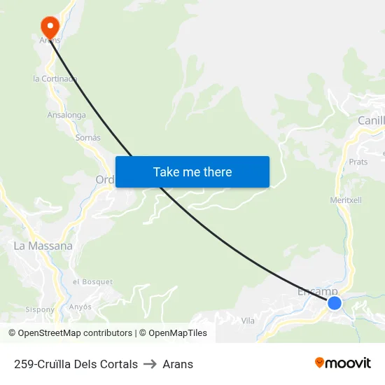 259-Cruïlla Dels Cortals to Arans map