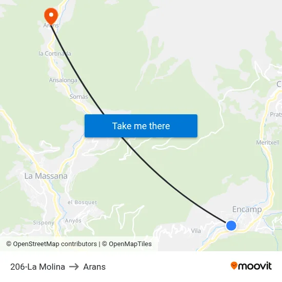 206-La Molina to Arans map