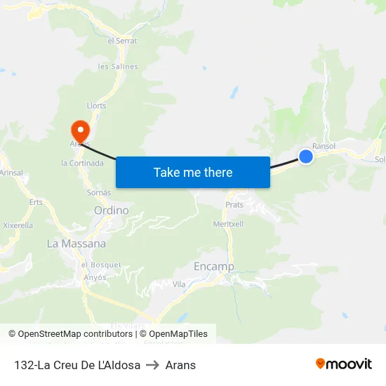 132-La Creu De L'Aldosa to Arans map