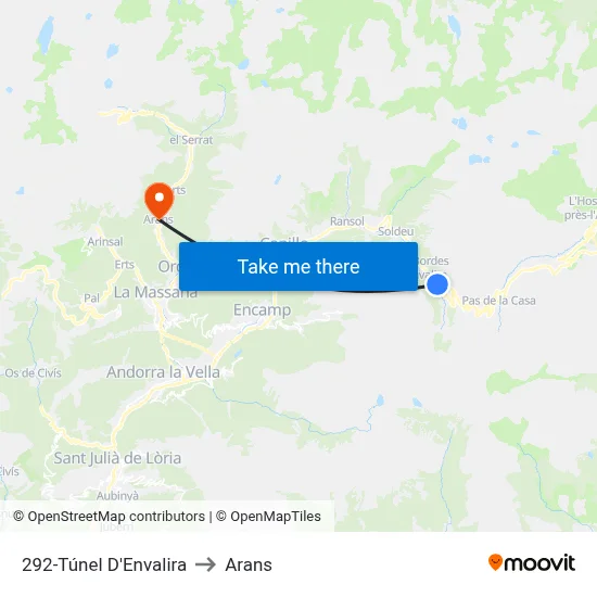 292-Túnel D'Envalira to Arans map