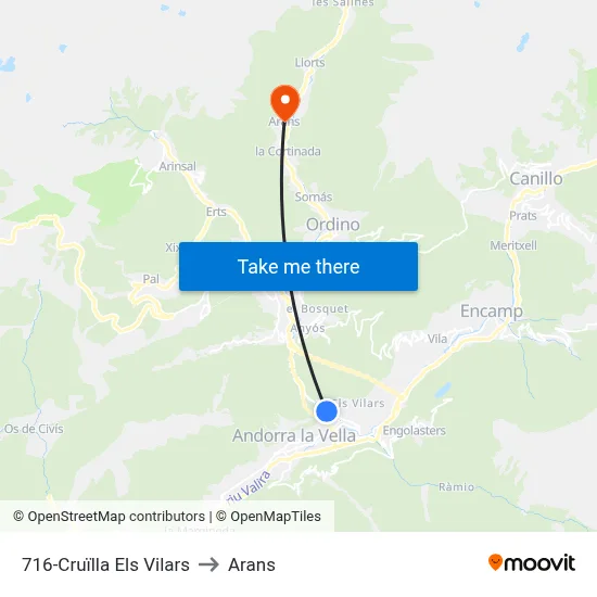 716-Cruïlla Els Vilars to Arans map