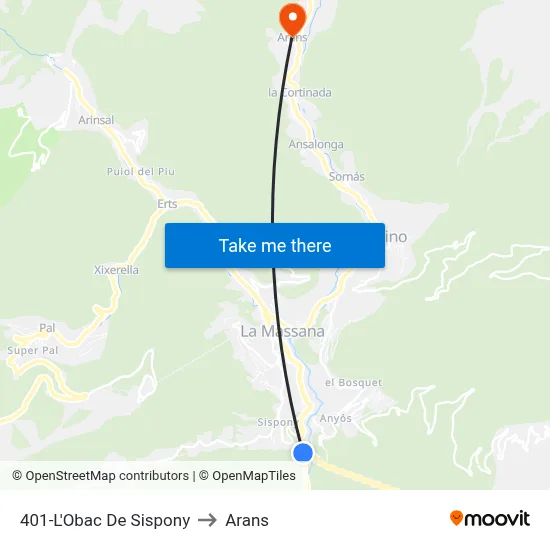 401-L'Obac De Sispony to Arans map