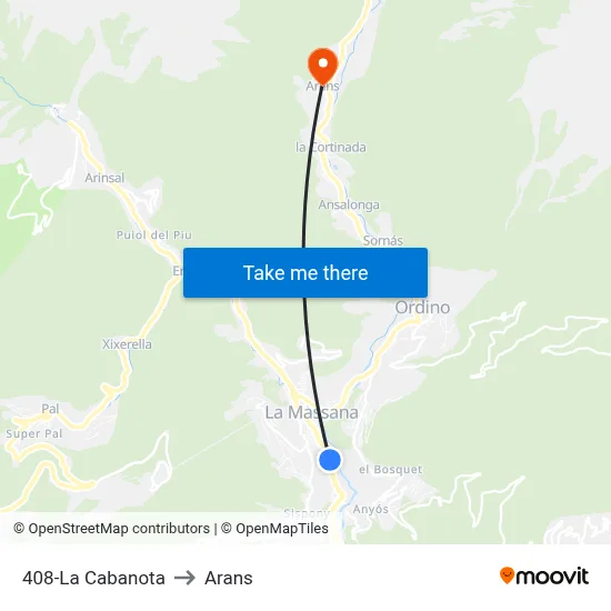 408-La Cabanota to Arans map
