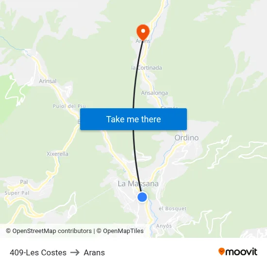 409-Les Costes to Arans map