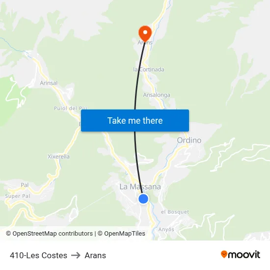 410-Les Costes to Arans map