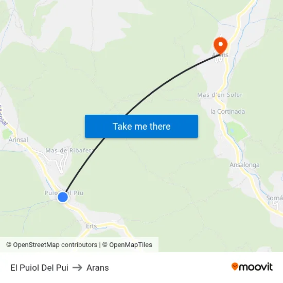 El Puiol Del Pui to Arans map
