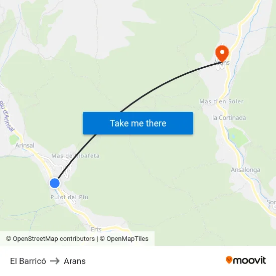 El Barricó to Arans map