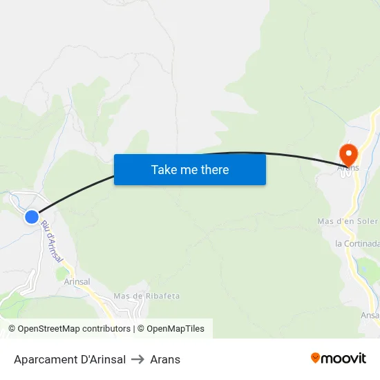 Aparcament D'Arinsal to Arans map