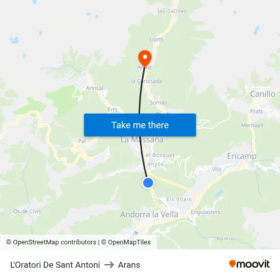 L'Oratori De Sant Antoni to Arans map