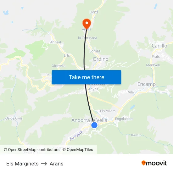 Els Marginets to Arans map