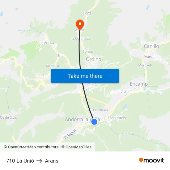 710-La Unió to Arans map