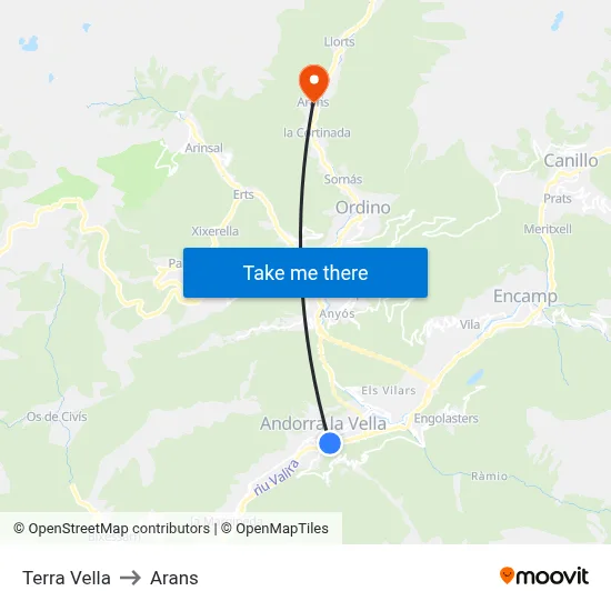 Terra Vella to Arans map