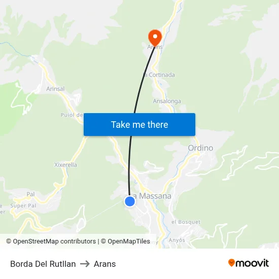 Borda Del Rutllan to Arans map