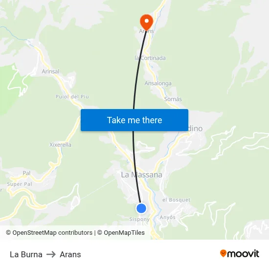 La Burna to Arans map