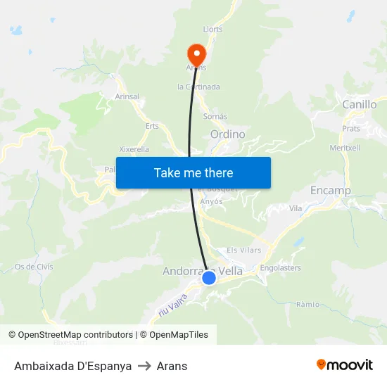 Ambaixada D'Espanya to Arans map