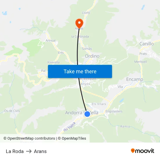 La Roda to Arans map