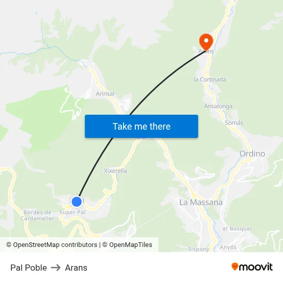 Pal Poble to Arans map