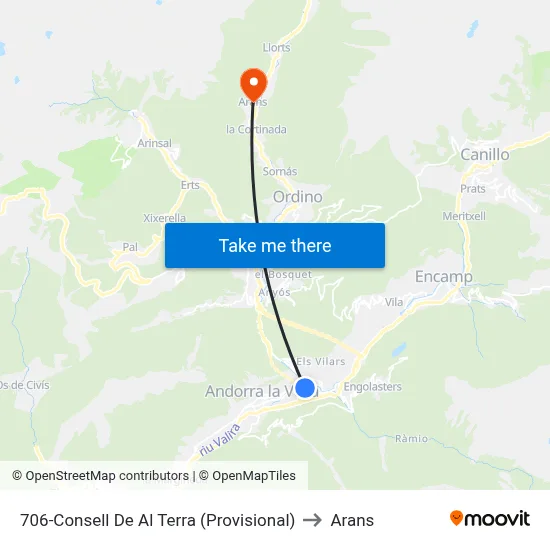 706-Consell De Al Terra (Provisional) to Arans map
