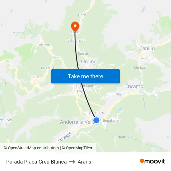 Parada Plaça Creu Blanca to Arans map