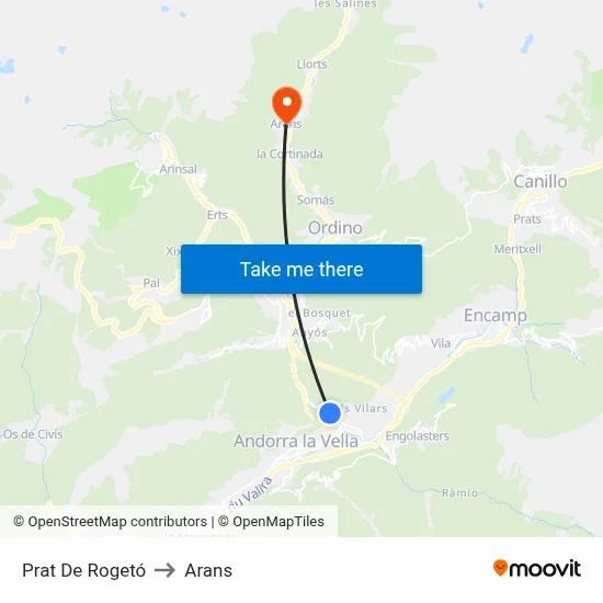 Prat De Rogetó to Arans map
