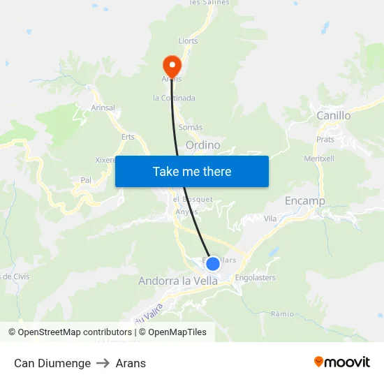 Can Diumenge to Arans map