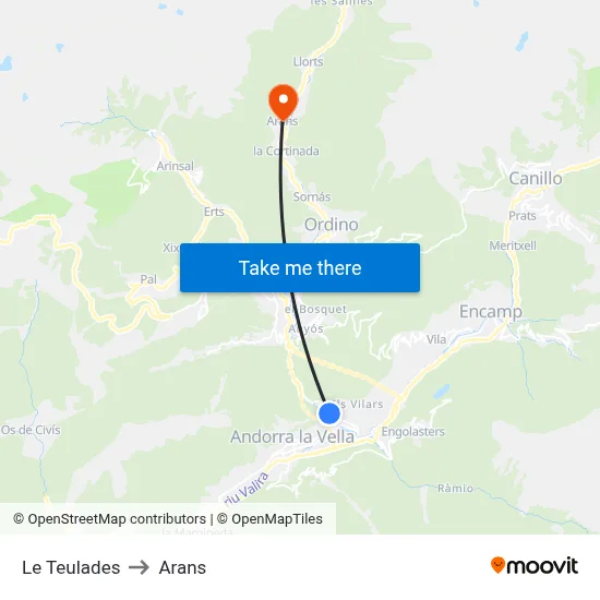 Le Teulades to Arans map