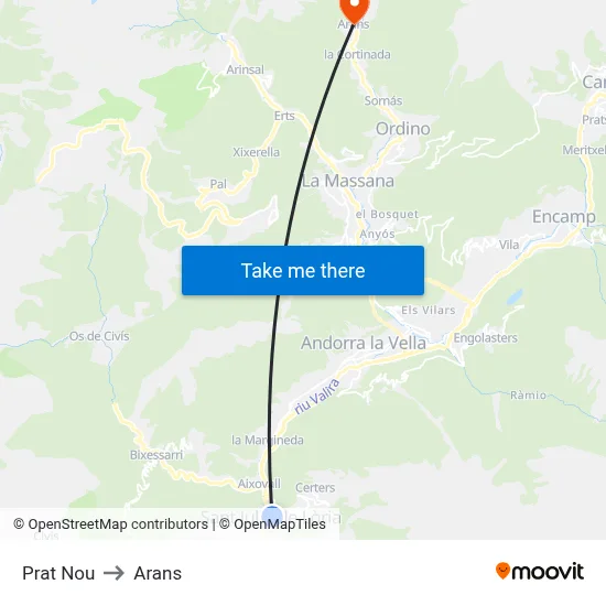 Prat Nou to Arans map