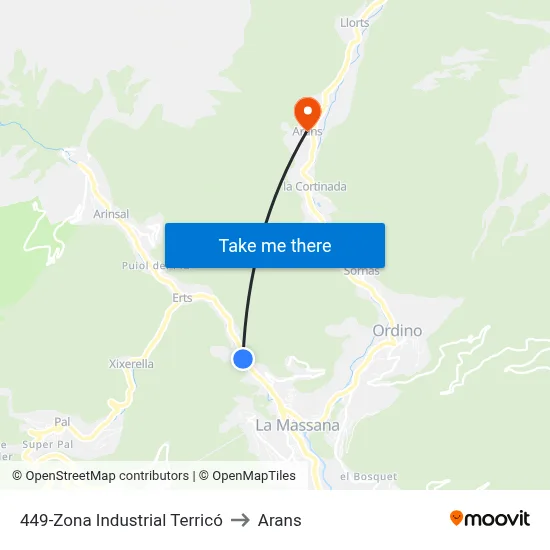 449-Zona Industrial Terricó to Arans map