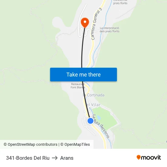 341-Bordes Del Riu to Arans map