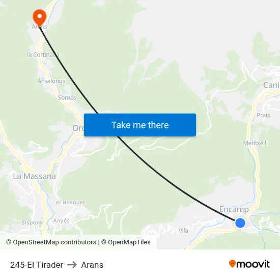 245-El Tirader to Arans map