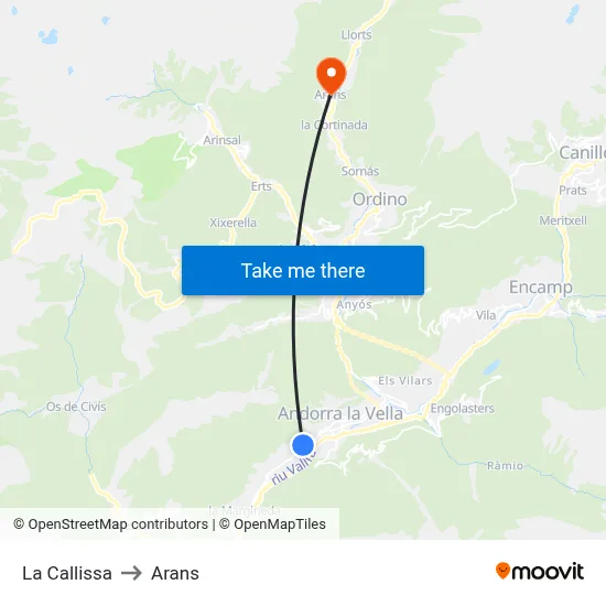 La Callissa to Arans map